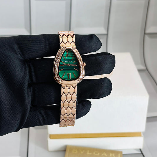 Bvlgari Bracelet Watch Rosegold Green Dial