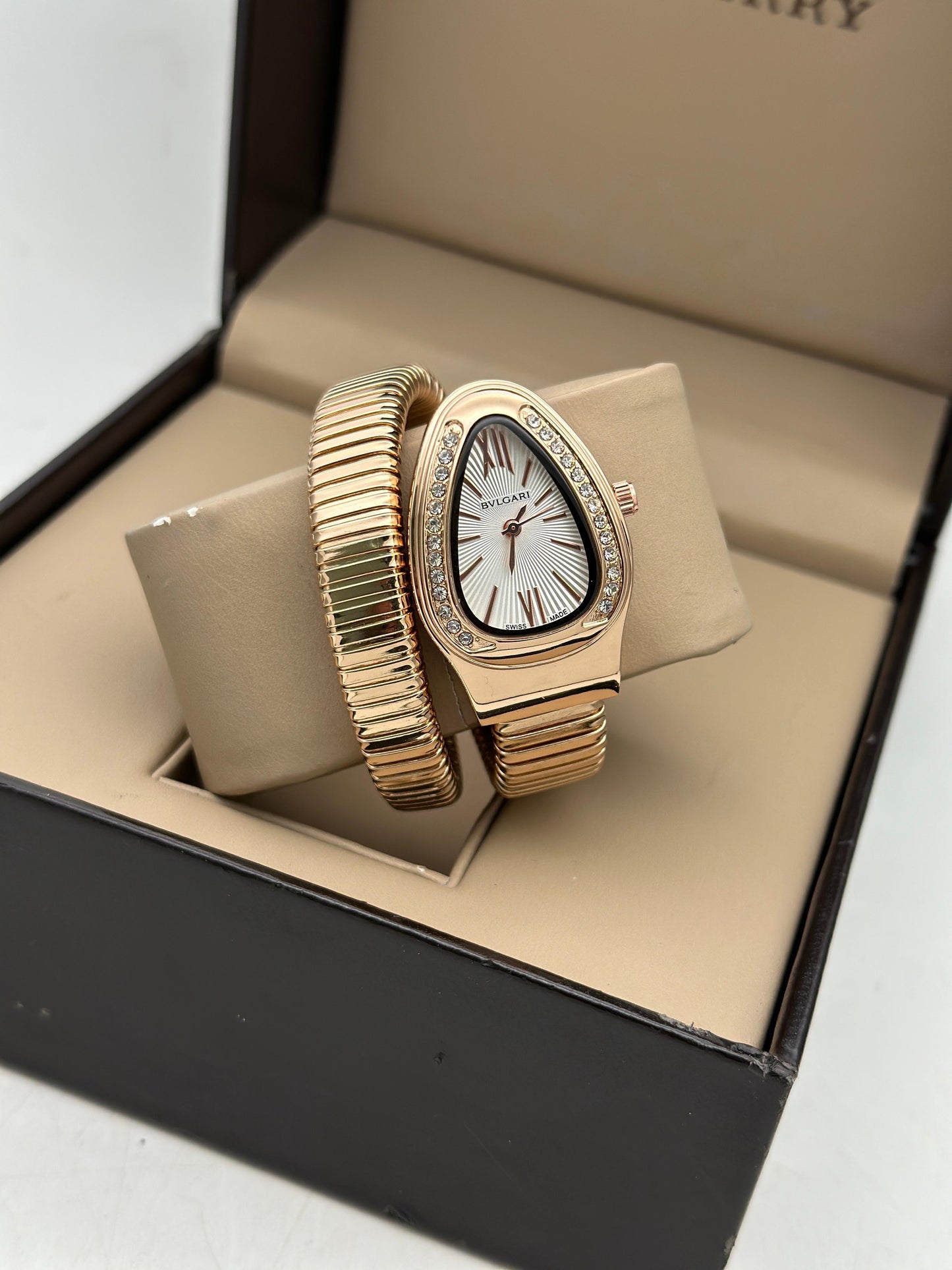 Bvlgari Serpenti Single Spiral Watch Rosegold White Dial