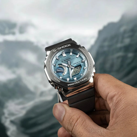 G SHOCK GMB 2100 SILVER TIFFANY BLUE DIAL WATCH