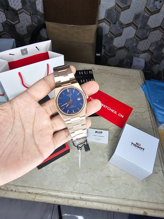 Tissot Prx Premium Stainless Steel Rosegold Blue Dial