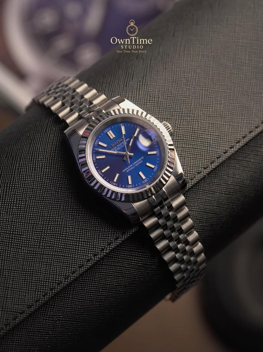 Seiko Datejust Mod Sunburst blue Stainless steel Watch