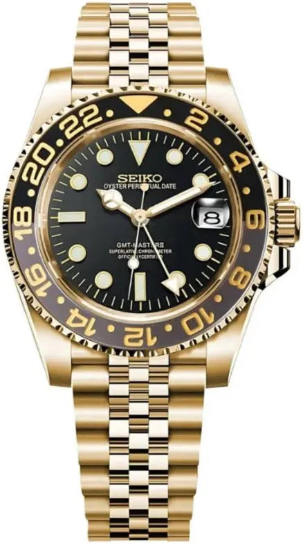 Seko GMT master 2 Gold stainless steel watch