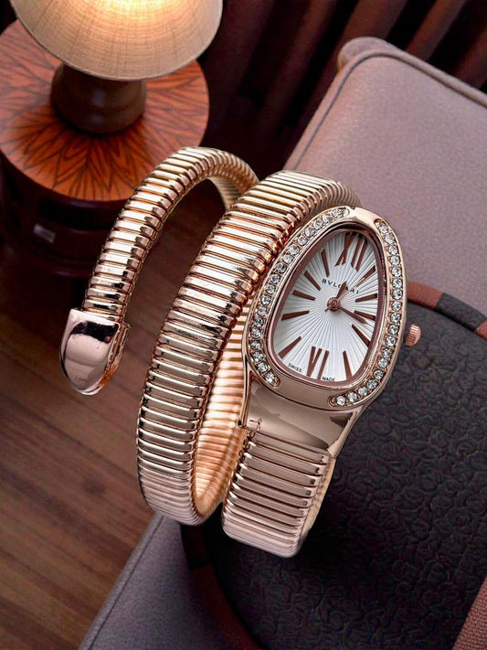 Bvlgari Serpenti Watch Rosegold White Dial