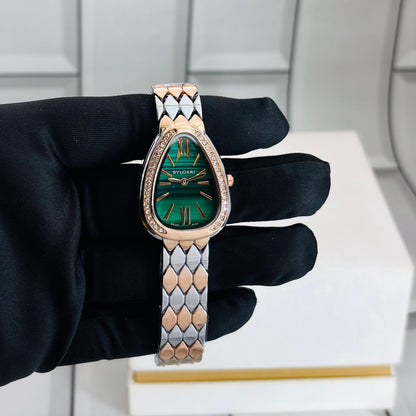 Bvlgari Bracelet Watch Rosegold Silver Green Dial