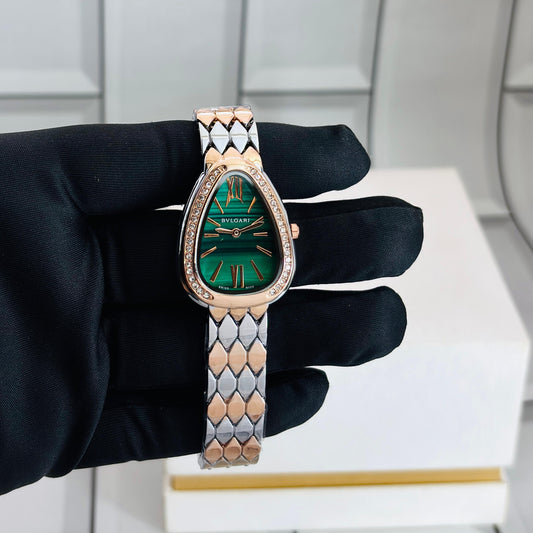 Bvlgari Bracelet Watch Rosegold Silver Green Dial