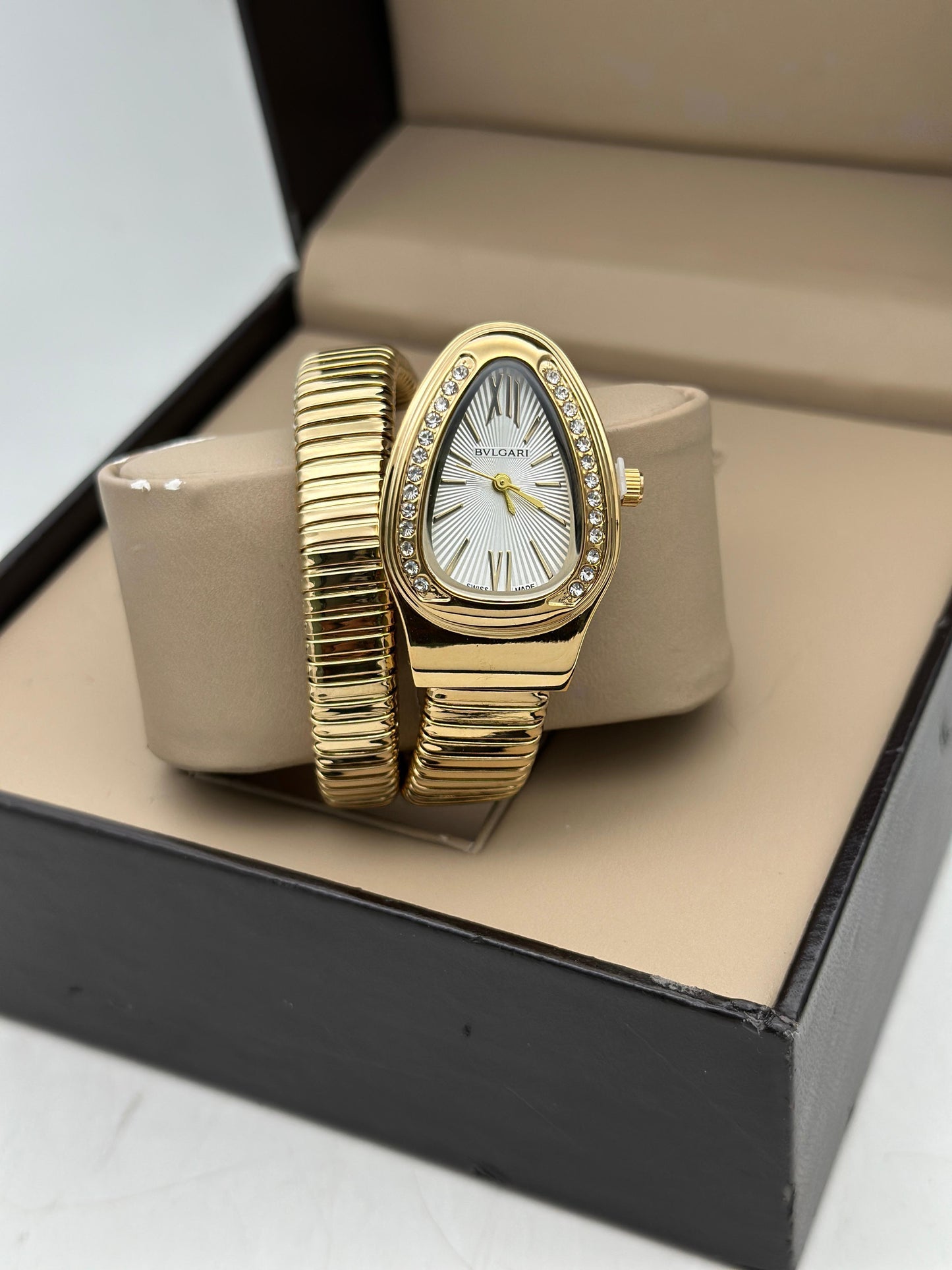 Bvlgari Serpenti Single Spiral Watch Golden White Dial