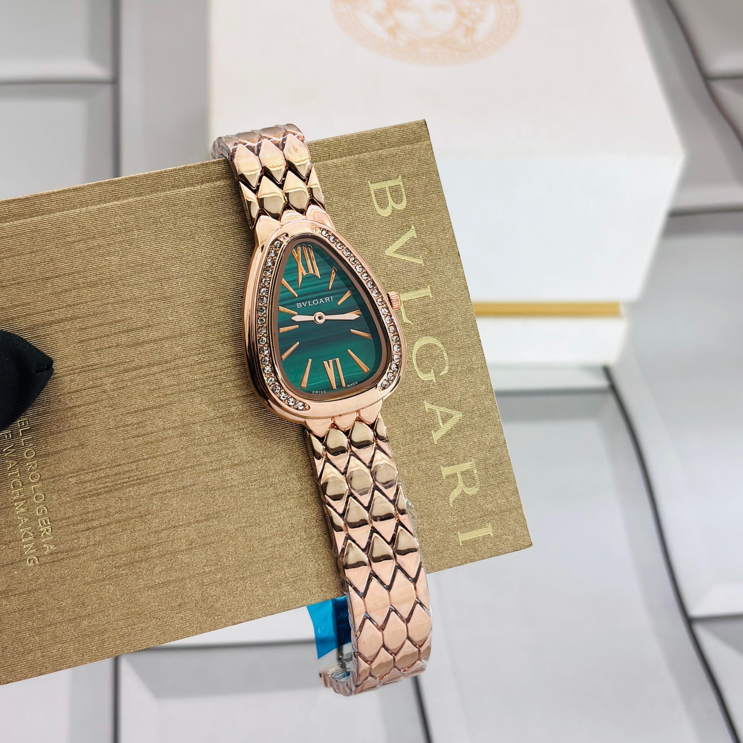 Bvlgari Bracelet Watch Rosegold Green Dial
