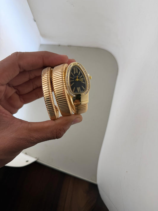 Bvlgari Serpenti Watch Golden Black Dial