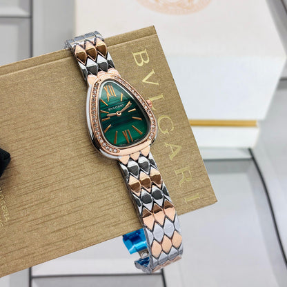 Bvlgari Bracelet Watch Rosegold Silver Green Dial
