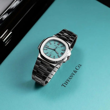 Patek Phillipe Nautilus Tiffany Dial Silver Metal premium Automatic Watch [OPEN BACK]