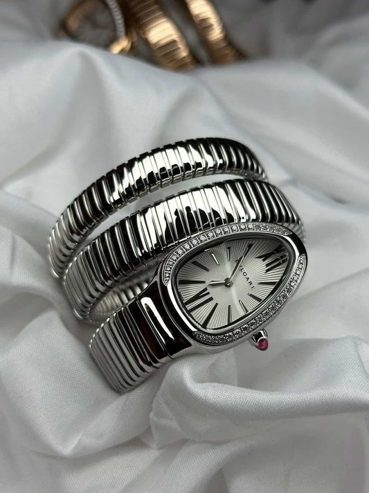 Bvlgari Serpenti Watch Silver White Dial