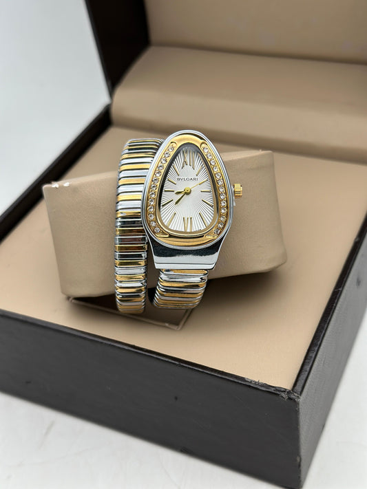 Bvlgari Serpenti Single Spiral Golden & Silver White Dial