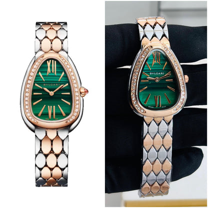 Bvlgari Bracelet Watch Rosegold Silver Green Dial