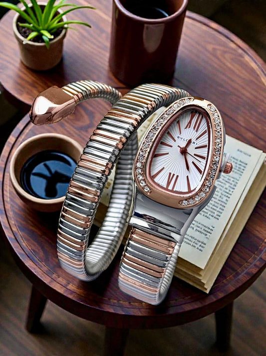 Bvlgari Serpenti Watch Rosegold Silver White Dial