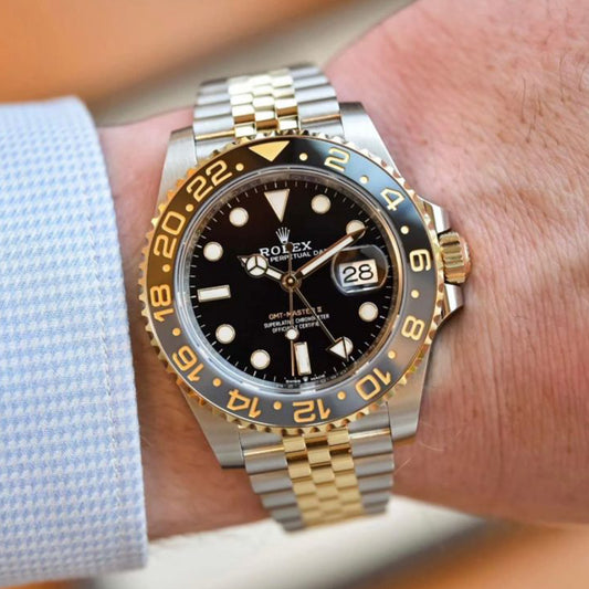 Gmt Master Gold Silver Black Metal Watch