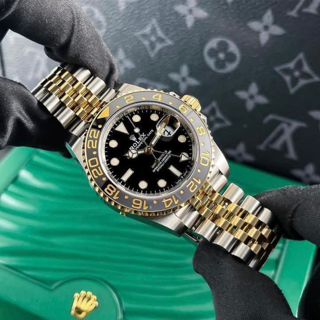 Gmt Master Gold Silver Black Metal Watch