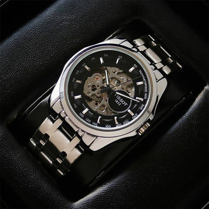 Tissot Silver Black Metal Automatic Watch A
