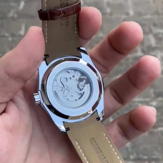 Tissot Silver Brown Automatic Leather Watch