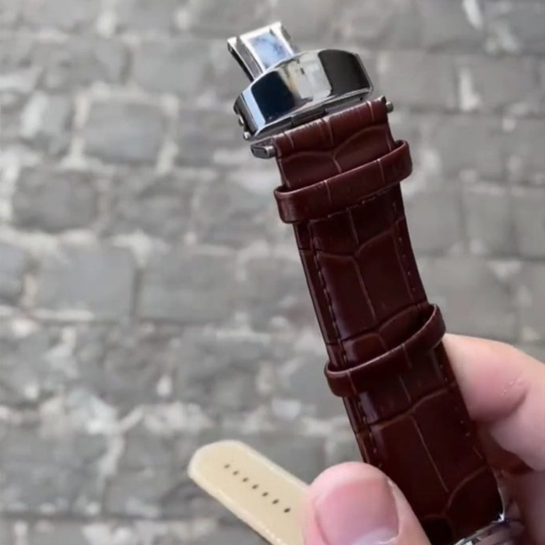 Tissot Silver Brown Automatic Leather Watch