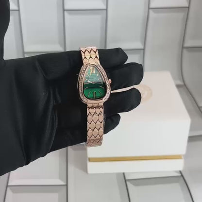 Bvlgari Bracelet Watch Rosegold Green Dial
