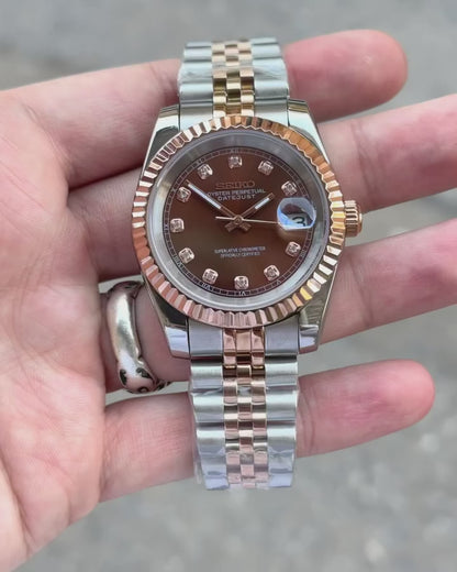 Seiko Datejust Mod Chocolate Diamond Stainless steel Watch