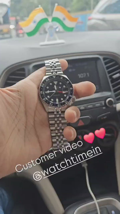 GMT 5 Stainless Steel Blue Black Watch