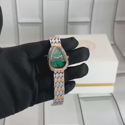 Bvlgari Bracelet Watch Rosegold Silver Green Dial