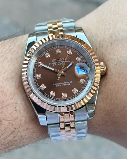 Seiko Datejust Mod Chocolate Diamond Stainless steel Watch