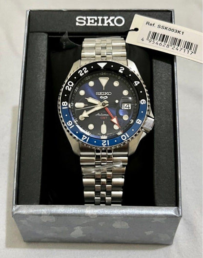 GMT 5 Stainless Steel Blue Black Watch