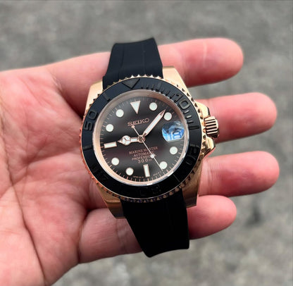 Seiko Yacht Master Rosegold With Black strap