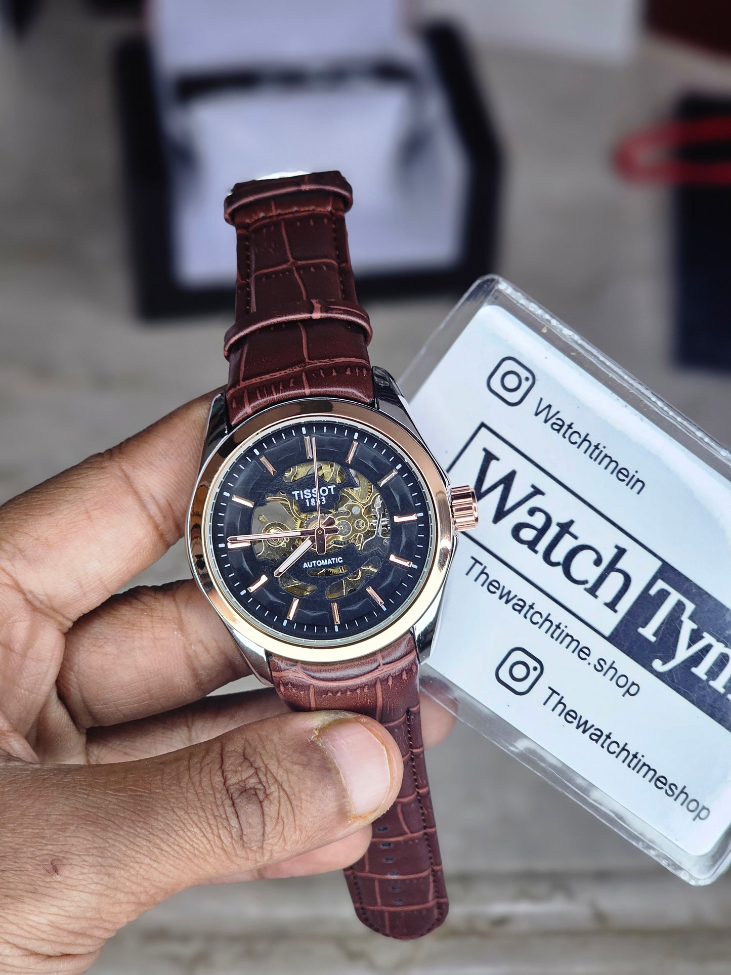 Tissot dual tone Leather Automatic watch B