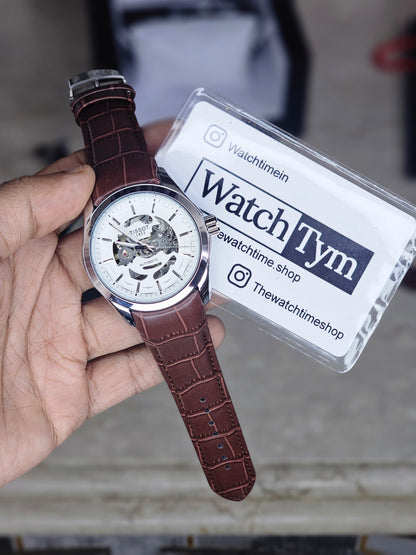 Tissot silver Leather Automatic watch B