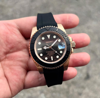 Seiko Yacht Master Rosegold With Black strap