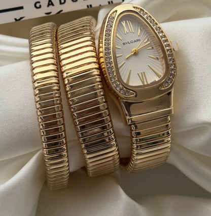 Bvlgari Serpenti Watch Golden White Dial