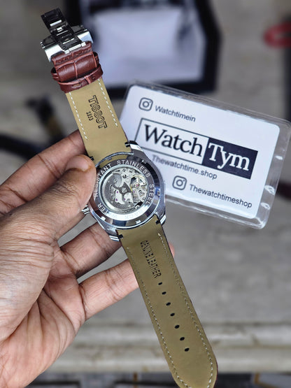 Tissot silver Leather Automatic watch B