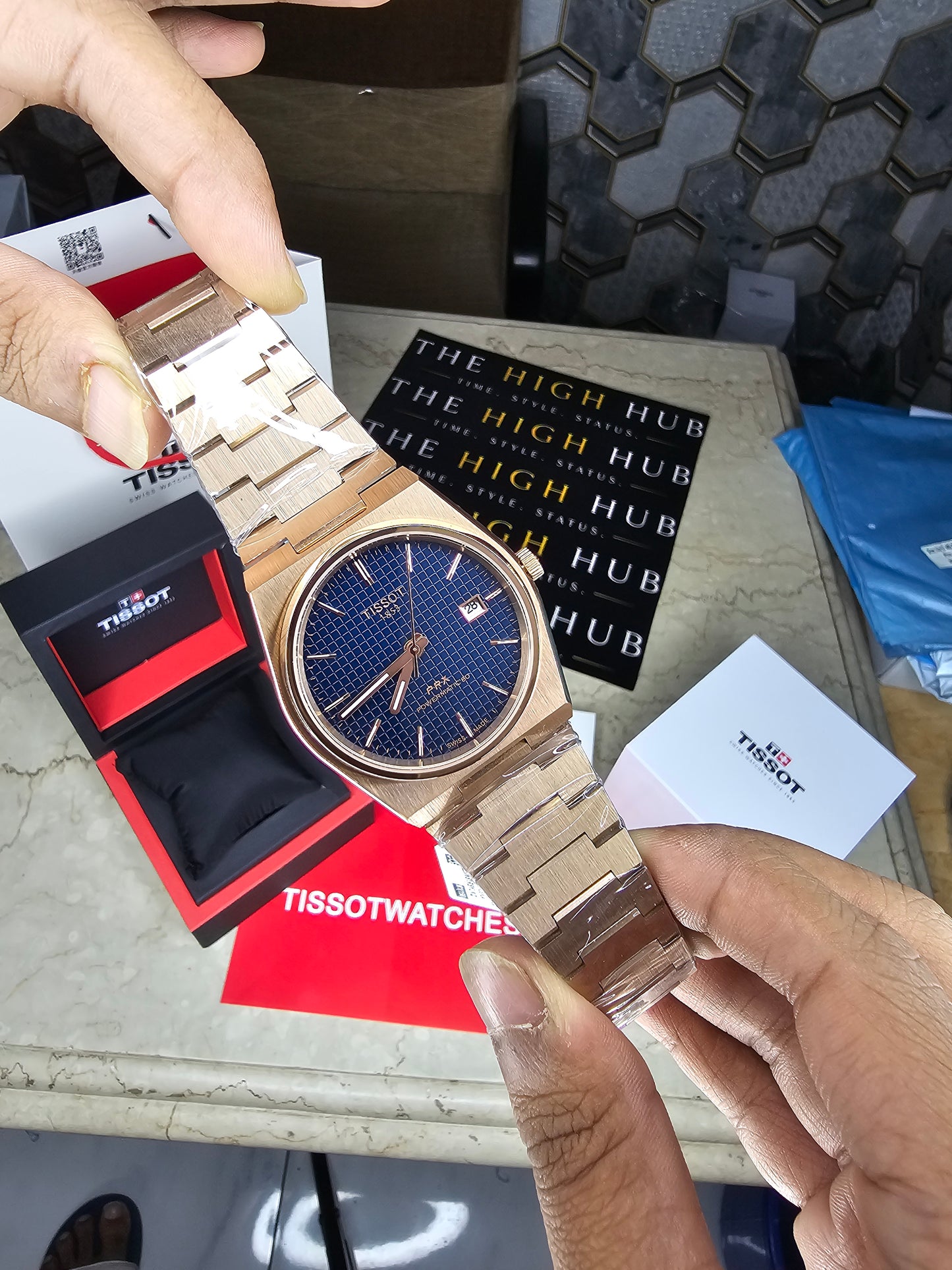 Tissot Prx Premium Stainless Steel Rosegold Blue Dial