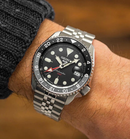 (Copy) Sko 5 GMT stainless steel white Dial black Bezel  watch