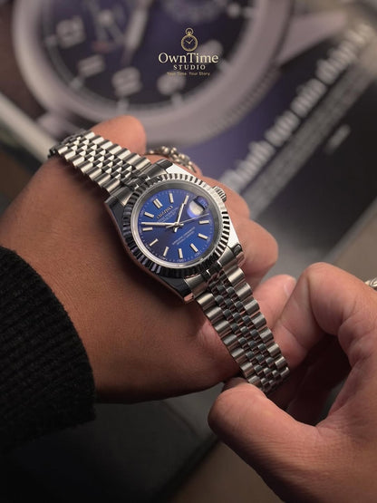 Seiko Datejust Mod Sunburst blue Stainless steel Watch