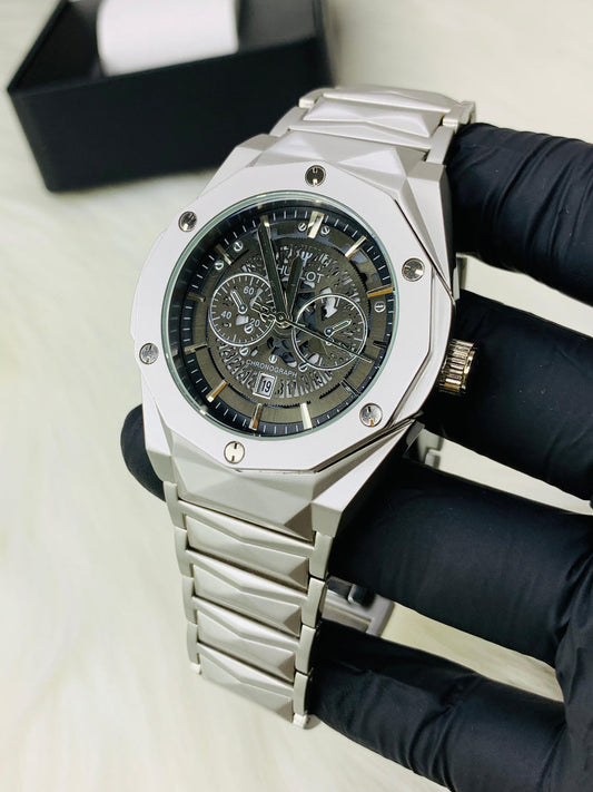 Hublot Stainless steel Diamond cut skeleton watch