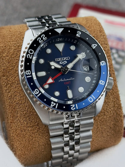 GMT 5 Stainless Steel Blue Black Watch
