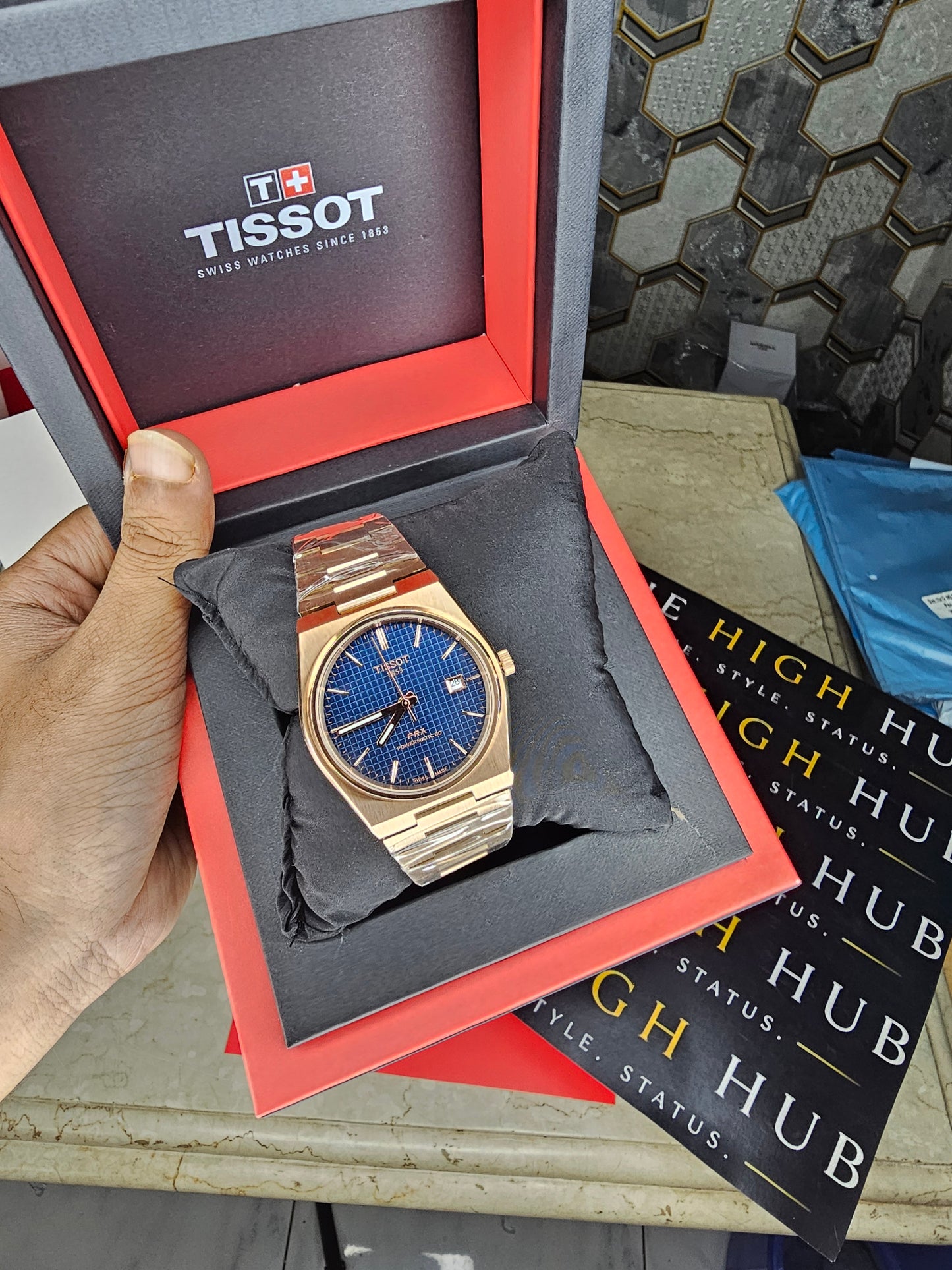 Tissot Prx Premium Stainless Steel Rosegold Blue Dial