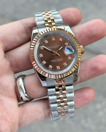 Seiko Datejust Mod Chocolate Diamond Stainless steel Watch