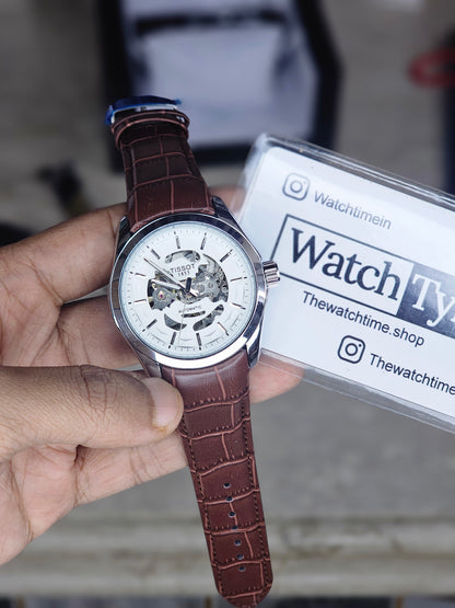 Tissot silver Leather Automatic watch B