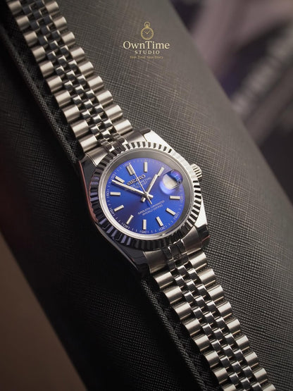 Seiko Datejust Mod Sunburst blue Stainless steel Watch