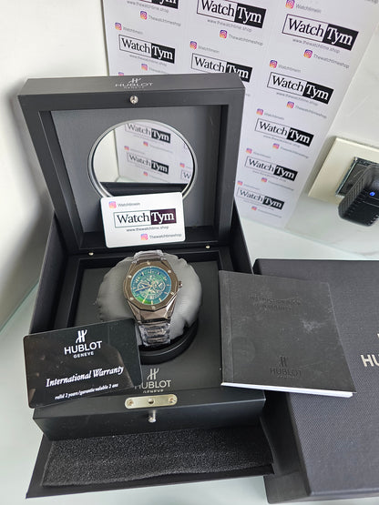 Hublot Stainless steel Diamond cut skeleton watch