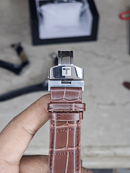 Tissot silver Leather Automatic watch B