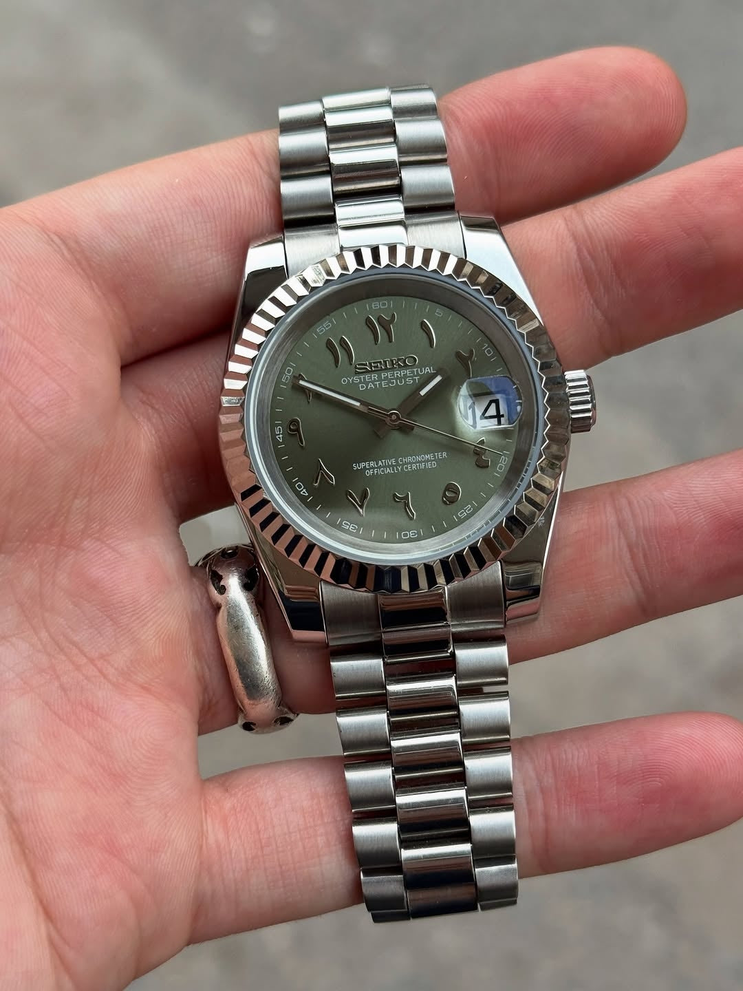 Seiko Datejust Mod Olive arabic Stainless steel Watch