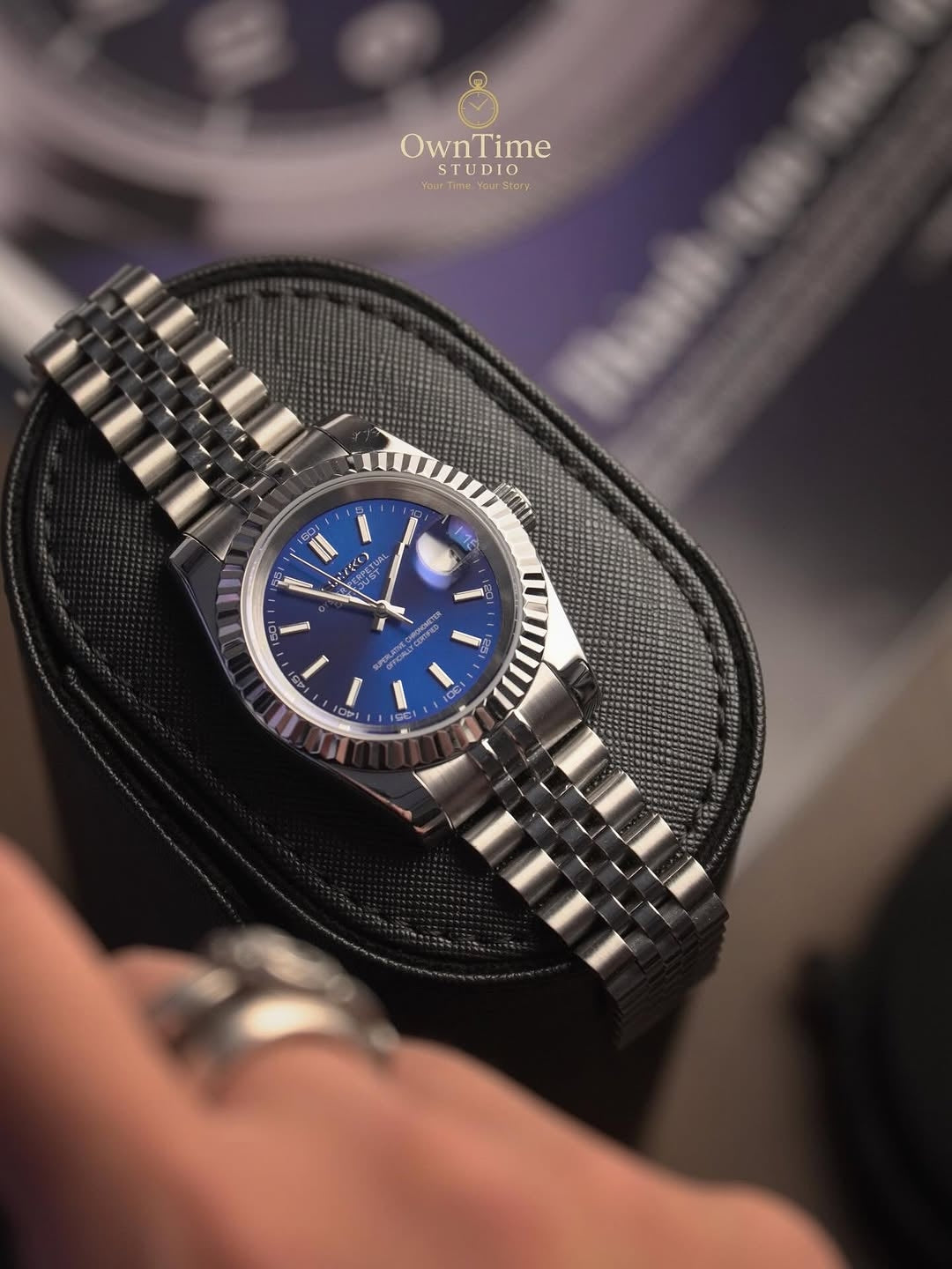 Seiko Datejust Mod Sunburst blue Stainless steel Watch