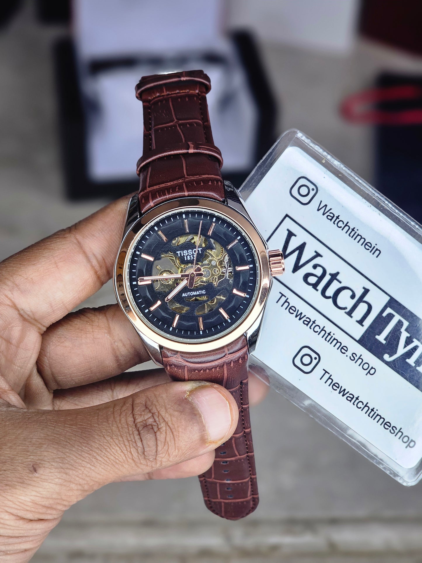 Tissot dual tone Leather Automatic watch B