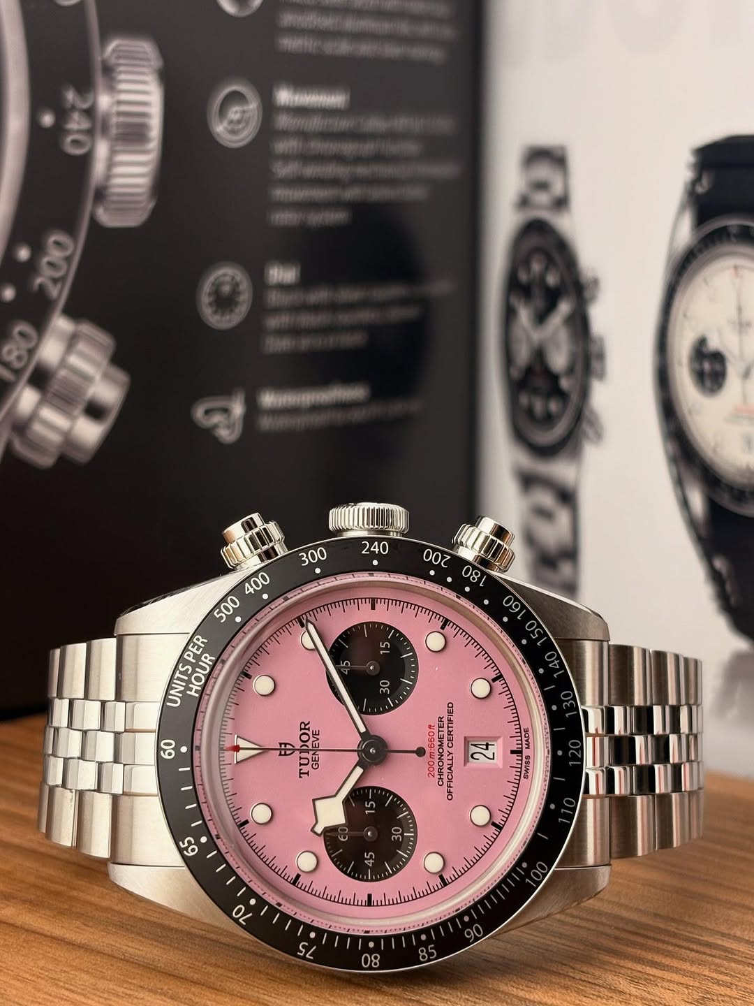 Tudor Black Bay Chrono pink Dial Stainless Steel Watch